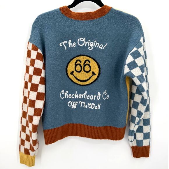Vans Off The Wall Dusk Downer Checkered Cardigan Sweater Button Woman’s Size XS - Picture 2 of 11